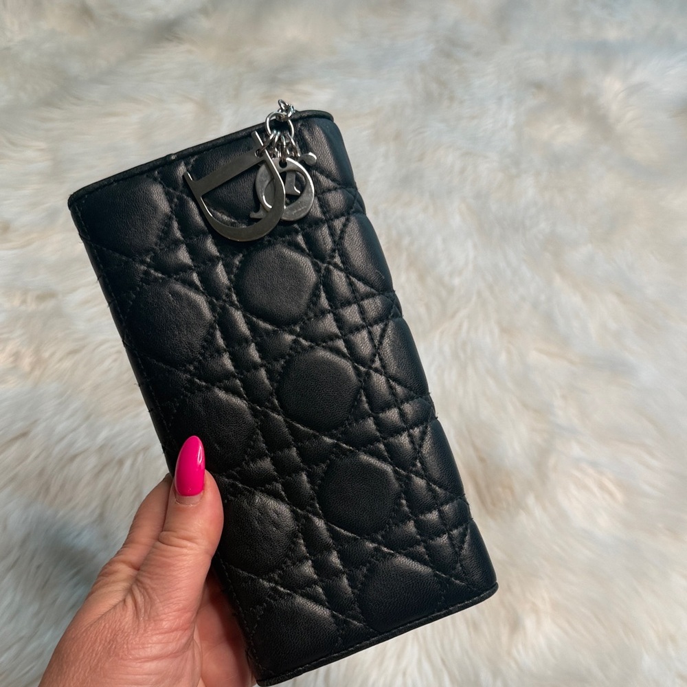 Dior Black Quilted Lambskin Wallet